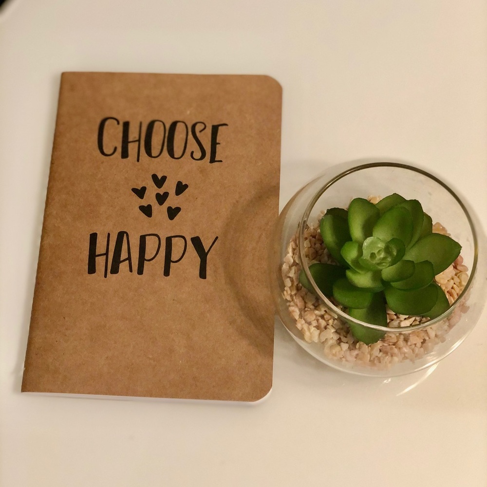 Pocket notebook ruled/lined. “Choose Happy” paper